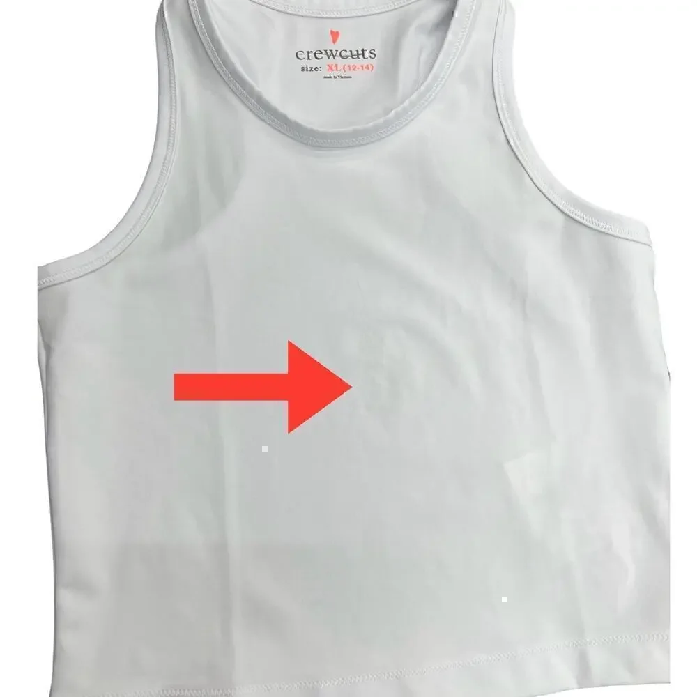 J.Crew Girls' active cropped tank top white BX030 size XL NWT